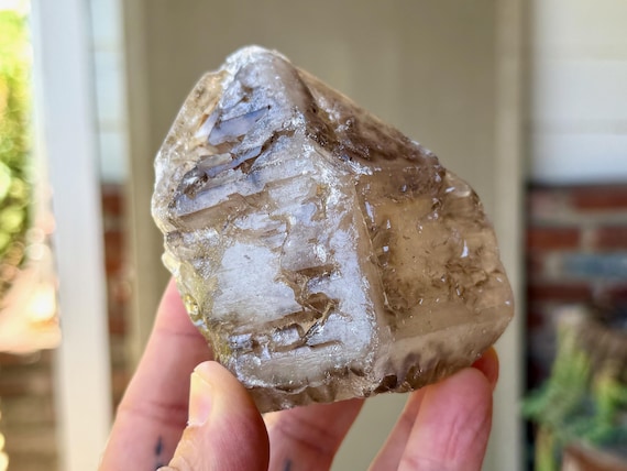 Smoky Elestial Jacare Quartz, 442g, Root Chakra, Inner Truth, Aracuai, Minas Gerais, Brazil V548