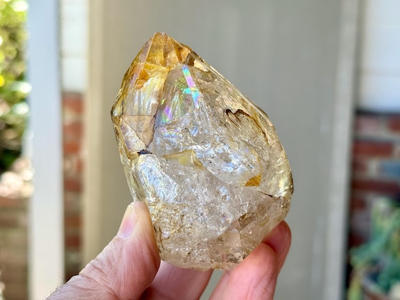 Golden Healer Herkimer Diamond, Double Terminated with Rainbows, 255g, Third Eye Chakra, Universal Life Force, New York V274