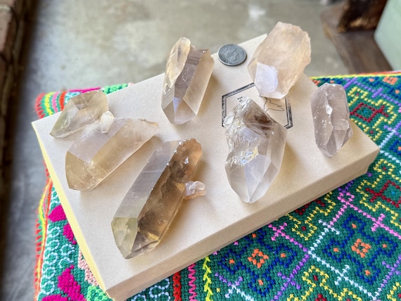 Smoky Lemurian Quartz Lot, Semi-Polished, 7 pcs (600g), Old Find, Serra do Cabral, Minas Gerais, Brazil WS217