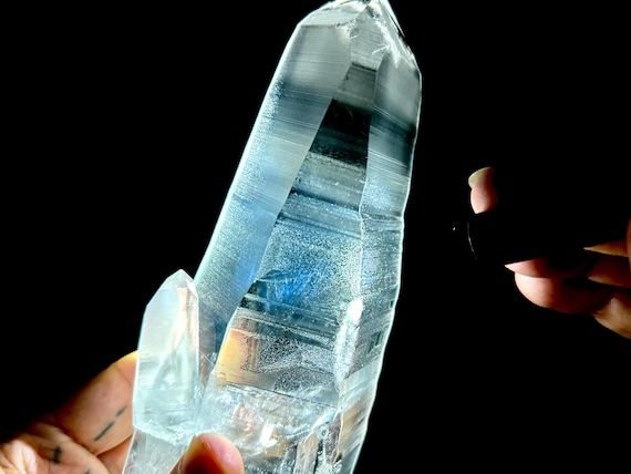 Blue Needle Lemurian Quartz, 1 Kilo, Isis Crystal with Child, AAA Water Clear Lemurian with Blue Needle Inclusions, Bahia, Brazil W566