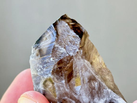 Elestial Smoky Quartz with Etched Main Facet, 79g, Grounding and Protection Crystal, Root Chakra, Aracuai, Minas Gerais, Brazil R601