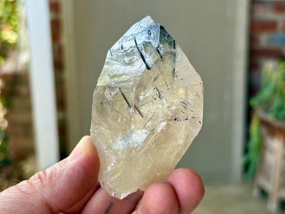 Citrine with Blue Tourmaline, 146g, Creativity, Channeling & Expression, Taquaral, Minas Gerais, Brazil V374