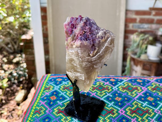 Unicorn Stone with Citrine, Lepidolite & Pink Tourmaline, All Natural with Stand, 647g, New Find, Coronel Murta, Minas Gerais, Brazil V290