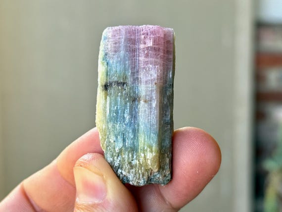 Multicolor Tourmaline, Green, Pink & Blue Hues, 38g, New Find, Urubu Mine, Minas Gerais, Brazil A017