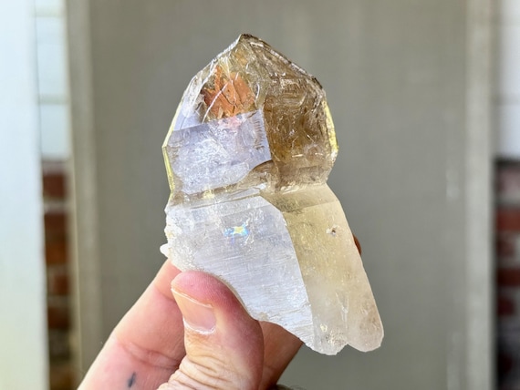 Elestial Citrine with Orange Hematite, 173g, Crystal for Manifestation & Creativity, Aracuai, Minas Gerais, Brazil X810