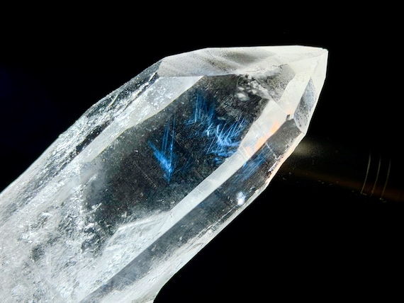 Blue Needle Lemurian Quartz, Water Clear, 540g, Self-Standing, Mother & Child Formation, Bahia, Brazil V738