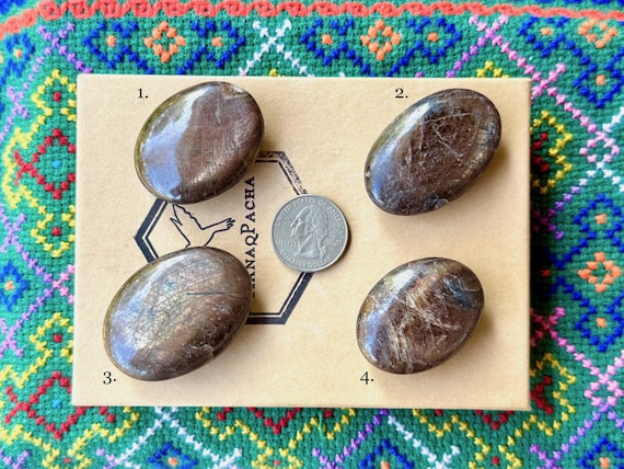 Bronze Sapphire, Polished Palm Stones, Choose ONE of Four, Root Chakra, Calmness & Stability, India A306