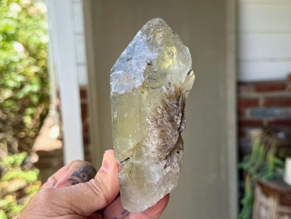 Citrine with Blue Tourmaline, 500g, Old Find, Channeling & Mediumship, Jenipapo, Minas Gerais, Brazil V527