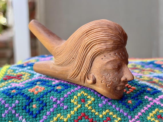 Goddess Kuripe, Hand Carved Shamanic Applicator Pipe, Divine Feminine Plant Spirit