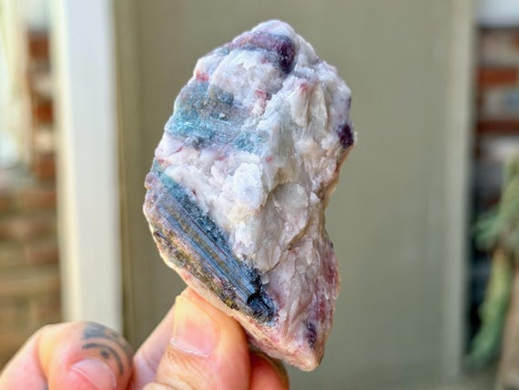 Paraiba Tourmaline & Albite, Bicolor Pink and Blue, 156g, New Find, Rio Grande Del Norte, Brazil V661