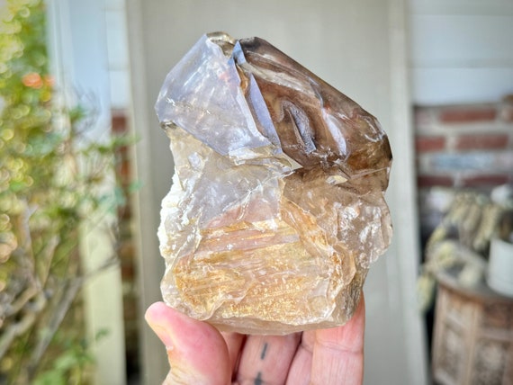 Elestial Smoky Quartz from BG3 Locale, Scepter Formation with Orange Hematite Inclusions, 662g, New Find, Piaui, Brazil W203