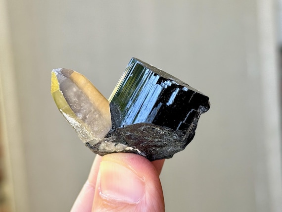 Black Tourmaline & Smoky Quartz, Erongo Mountain, 32g, New Find, Ethically Mined, Grounding and Protection, Namibia T669