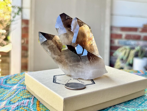 Smoky Cathedral Quartz, Self-Standing, 376g, New Find, Crystal for Akashic Record Access, Taquaraçu Minas Gerais, Brazil W790