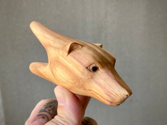Bear Kuripe, Traditional Shamanic Applicator Pipe, Hand Carved from Natural, Two-Tone Wood