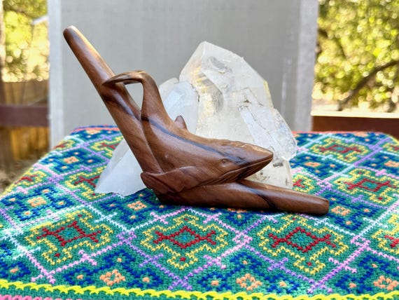 Humpback Whale Tepi, Traditional Hand Carved Wooden Shamanic Applicator Pipe