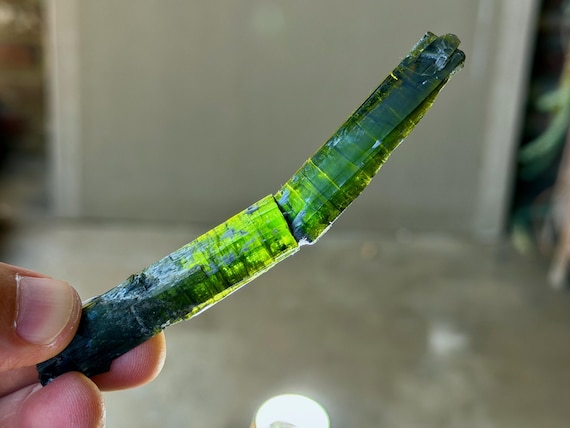 Green Tourmaline, Aricanga Mine, 26g, Self-Healed or Fused Twin Formation, Minas Gerais, Brazil B448