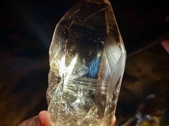 Blue Needle Smoky Lemurian Quartz, Time Link & Penetrator, Semi-Polished, 406g, New Find, Bahia, Brazil V342