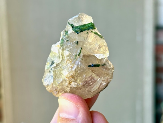 Citrine with Green Tourmaline, All Natural Citrine, 63g, Aura Protection, Creativity & Manifestation, Aracuai, Minas Gerais, Brazil T453