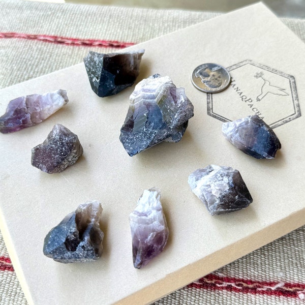 Chevron Amethyst Lot, 8 Pieces, White Banded Amethyst for Crown Chakra, Third Eye Chakra, Protection, Bahia, Brazil P876