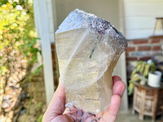 White Phantom Quartz with Blue-Green Tourmaline and Lepidolite, 1.5 Kilo, São José do Safira, Minas Gerais, Brazil W460