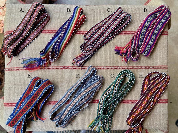 Watana Ties, Traditional Despacho Tie for Mesa, Large Size, Andean Beaded Bracelet/Hatband, Handmade in Chawaytiri, Peru
