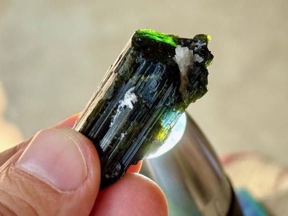 Bicolor Tourmaline, Blue & Green with Etched Impressions, 17g, Coronel Murta, Minas Gerais, Brazil T064