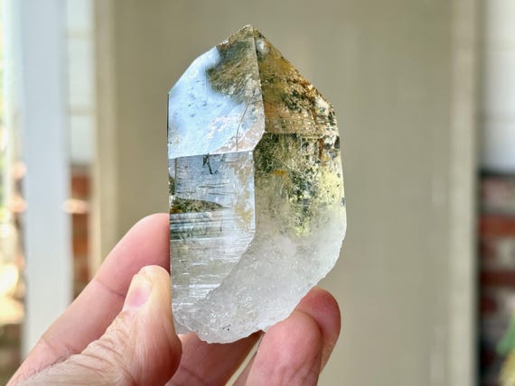 Green Chlorite Phantom Quartz, Water Clear, 253g, Heart Healer, Nature Spirits, Corinto, Minas Gerais, Brazil W115