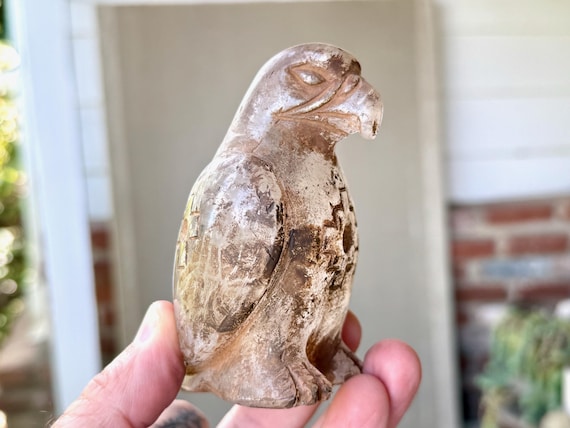 Quartz Eagle Statue, Hand Carved from Native Peruvian Quartz, Handmade in Peru's Sacred Valley