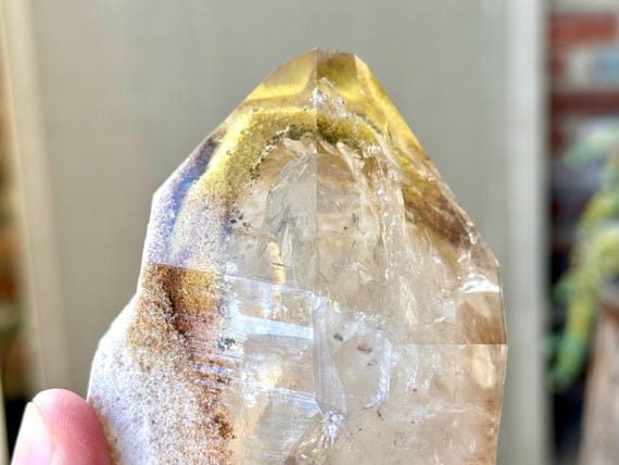 Lodolite Quartz with Vibrant Yellow Sulfite Inclusions, Water Clear, 610g, New Find, Highest Quality, Minas Gerais, Brazil X612