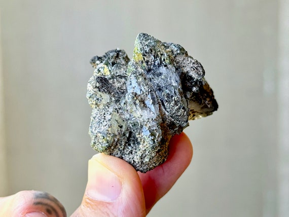 Himalayan Quartz Cluster with Green Chlorite, 56g, New Find, High Altitude Quartz for Heart Healing and Purification, India R361