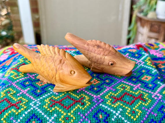 Fish Kuripe, Hand Carved, Wooden Shamanic Self-Applicator Pipe, Choose ONE of Two Designs