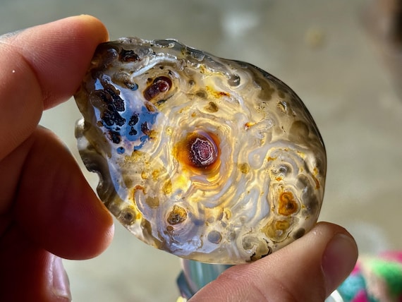 Enhydro Ocean Agate with Ancient Moving Water, 60g, Rare Find, Earth & Water Elements, Stability and Self-Reliance, Brazil A514