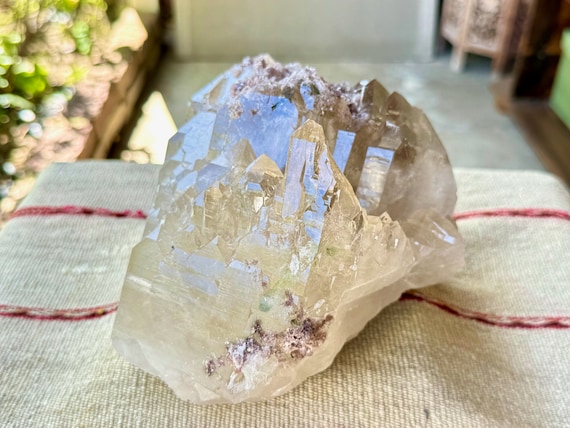 Cathedral Citrine with Lepidolite & Green Tourmaline, Self-Standing, 3.8 Kilo, Highest Quality, Minas Gerais, Brazil W066