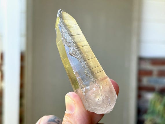 Lightning Strike Lemurian, Exploded Termination & Mild Citrine Inclusion, 71g, Rare Find, Goias, Brazil T770