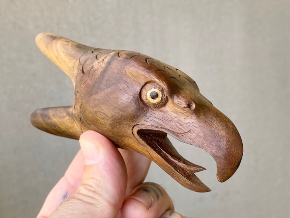 Eagle Kuripe, Traditional Shamanic Applicator Pipe, Hand Carved from Solid Dark Hardwood
