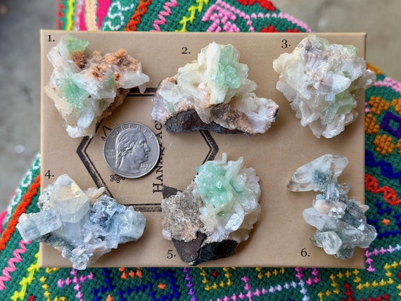 Green Apophyllite & Stillbite, Choose ONE of Six, Compassion, Heart and Crown Chakra, India A897