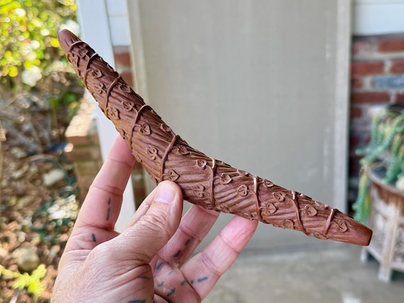 Tepi Pipe with Vine, Hand Carved, Traditional Wooden Shamanic Applicator Pipe