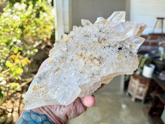 Golden Healer Quartz Cluster, Black Tourmaline Inclusions, 1.6 Kilo, Corinto, Minas Gerais, Brazil W639