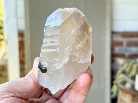 Blue-Green Tourmaline in Quartz with Lepidolite, 292g, Old Find, São José do Safira, Minas Gerais, Brazil W354