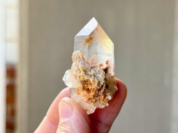 Orange Lodolite Quartz with Black Tourmaline Inclusions, Water Clear, 38g, New Find, Diamantina, Minas Gerais, Brazil S225