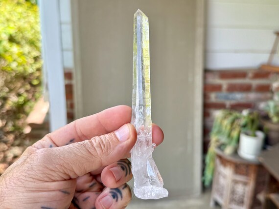 Laser Quartz, Water Clear & Elongated Wand Formation, 49g, Crystal for Directing Energy, Diamantina, Minas Gerais, Brazil T382