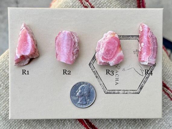 Rhodochrosite from Argentina, Choose ONE of Four, Natural Bubblegum Rhodochrosite, Semi-Polished, Heart Healer Crystal R244