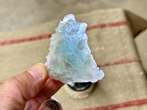 Etched Aquamarine Crystal, 73g, Rare Find, Hydrothermally Etched Blue Beryl var. Aquamarine, Throat Chakra, Bahia, Brazil R837