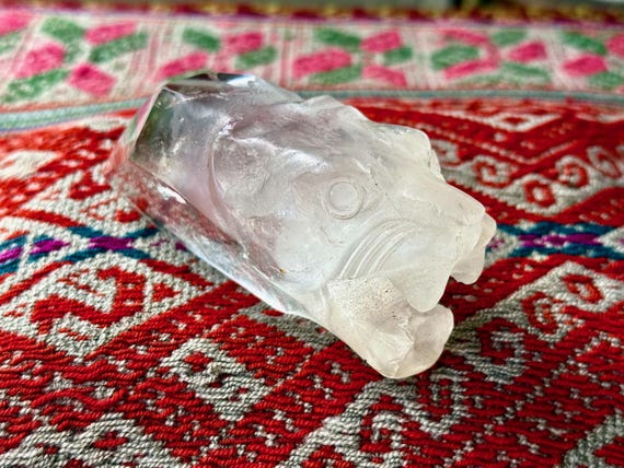 Quartz Jaguar Crystal, Hand Carved Shamanic Puma Totem, 276g, Sacred Valley, Peru MD2