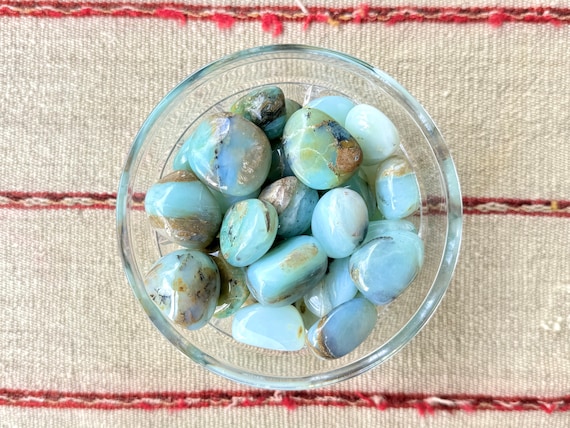 Andean Blue Opal, Natural Peruvian Blue Opal Polished Tumbles, Throat Chakra Stone, Astral Travel, Creativity, Peru OP01