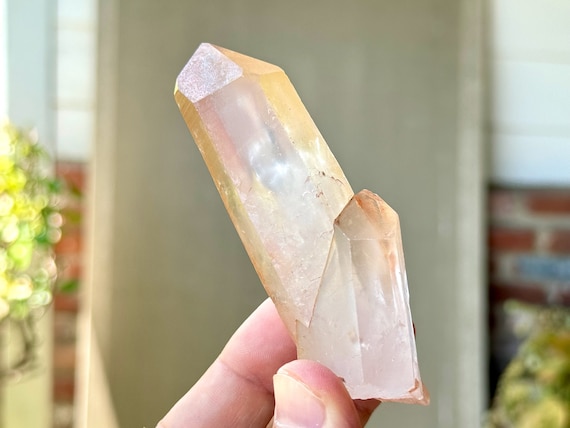 Coral Pink Lemurian Quartz, Isis Crystal with Time Link and Child (Divine Feminine), New Find, Serra do Cabral, Minas Gerais, Brazil P988