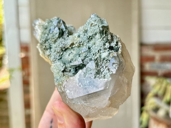 Himalayan Quartz with Green Chlorite Inclusions, 464g, New Find, High Altitude Crystal for Heart Healing & Purification, India W412