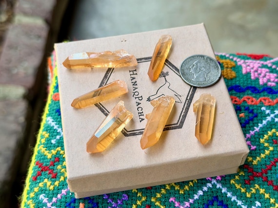 Tangerine Lemurian Quartz Lot, 6 pcs, New Find, Solar Plexus & Sacral Chakra, Minas Gerais, Brazil A985