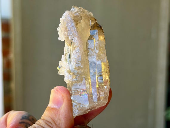 Citrine & Canga Rose Quartz, Blue Tourmaline, 82g, Crystallized Rose Quartz, Heart Chakra, Taquaral, Brazil B202