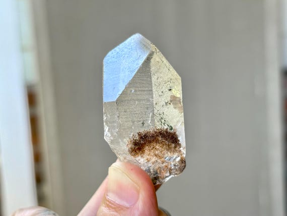 Starbrary Quartz, Dow Formation with Green Chlorite & Record Keeper, 53g, Water Clear Quartz with Star Markings, Minas Gerais, Brazil T601